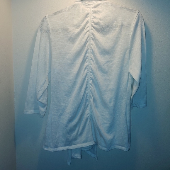 Wrapper White Open Front Cardigan Rouged back - Picture 3 of 6